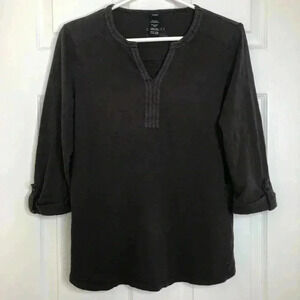 Olsen  Europe Tunic Shirt Dark Grey V-Neck Size 8